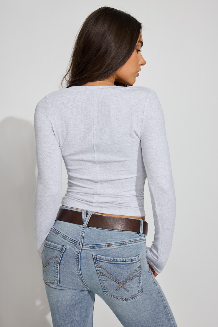 Serene Deep V-Neck Long Sleeve Top