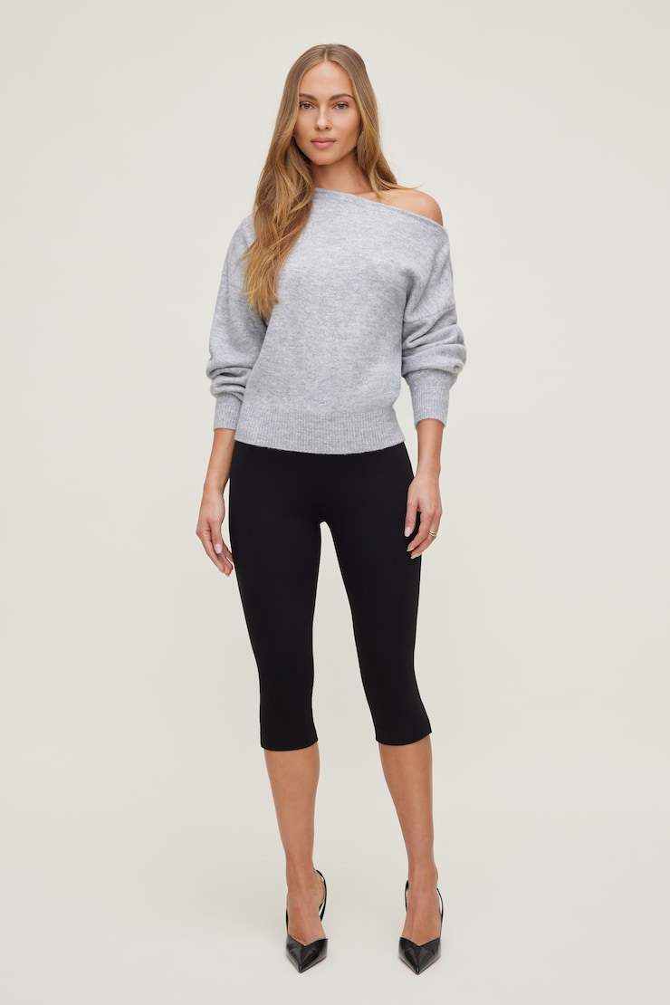 Lola Off Shoulder Sweater Light Grey Mix large