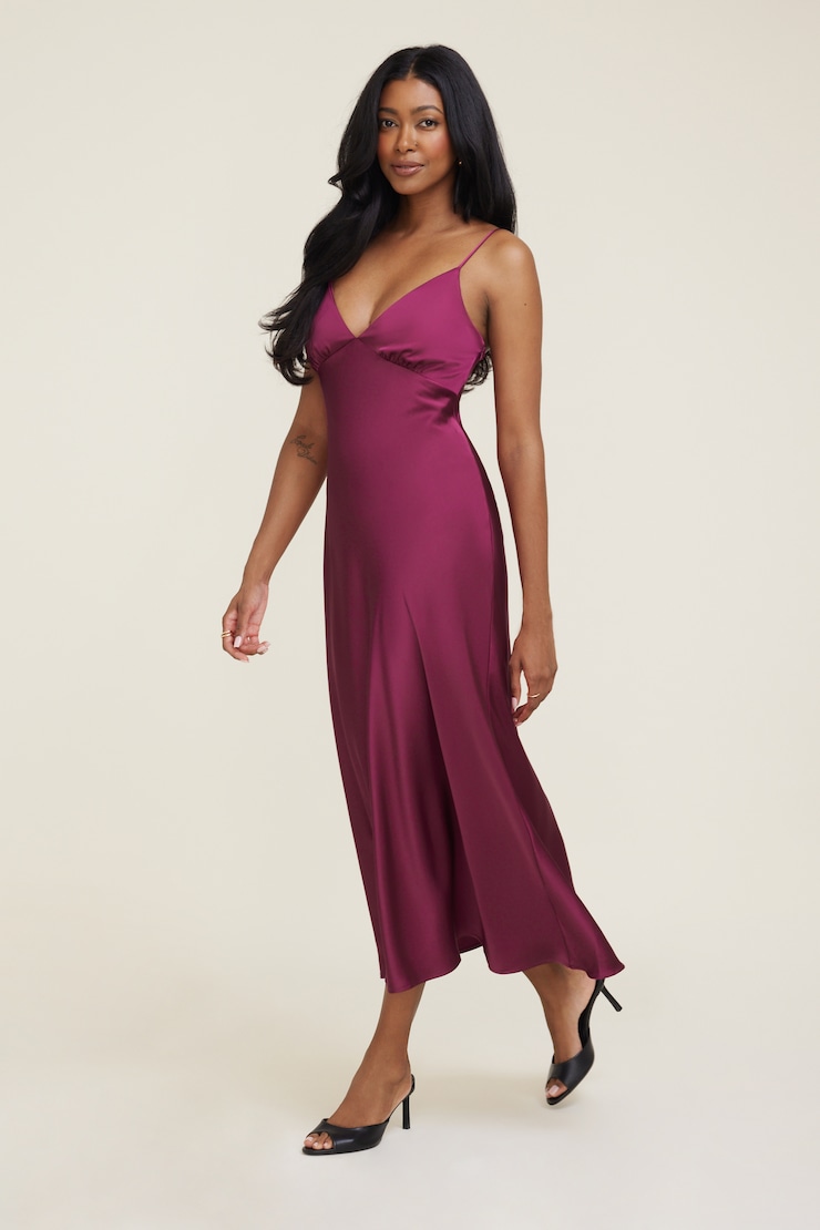 Sage Satin Midi Dress Raspberry Radiance Pink large