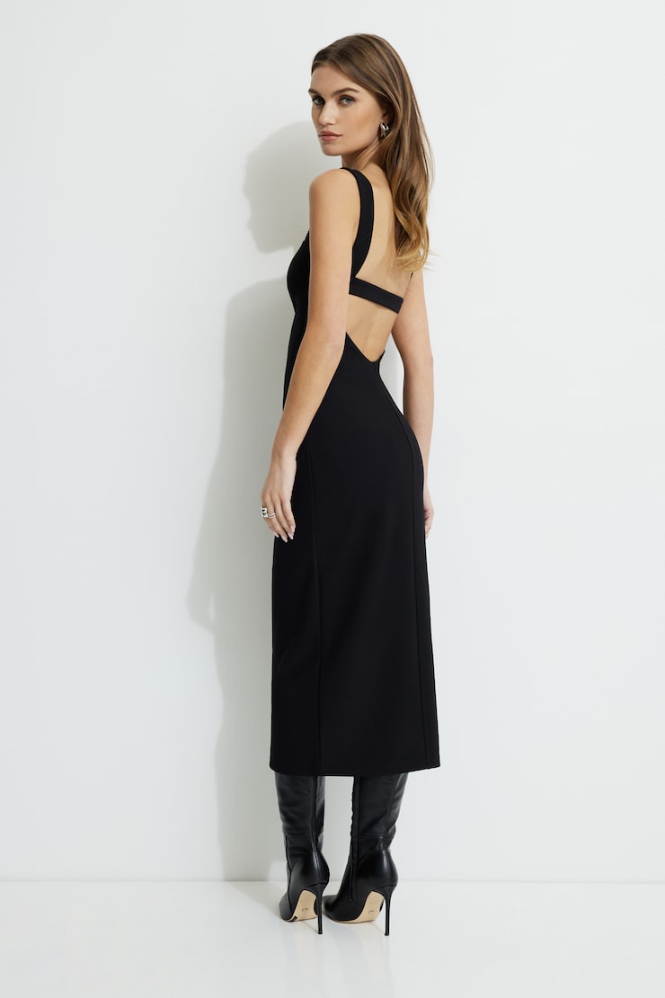 Shirred Mesh Mini Dress Jet Black large