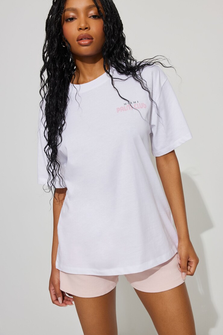 Ex Boyfriend Tee, Bright White with "Miami Palm Club" Art, large