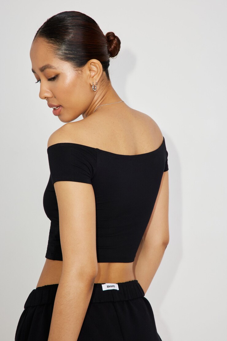 Off Shoulder Tee, Jet Black, large