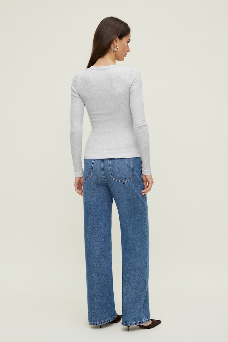 Tedi Ribbed Long Sleeve T Shirt Snowy Gray large