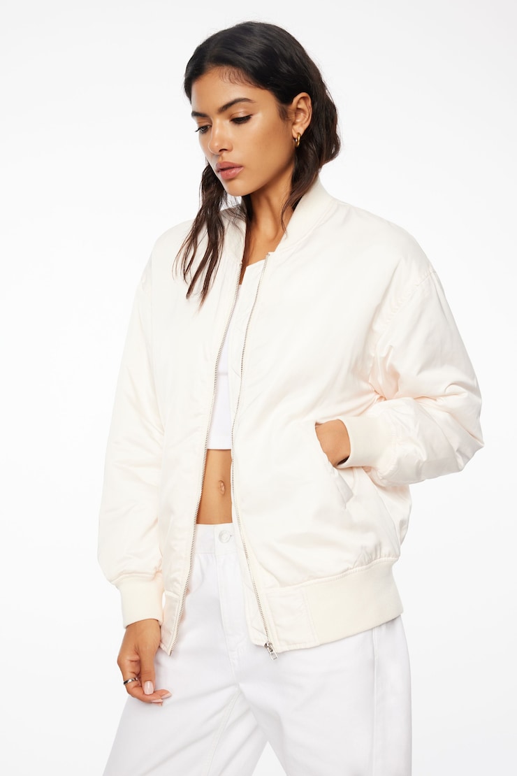 Satin Bomber Jacket Sea Salt Beige large