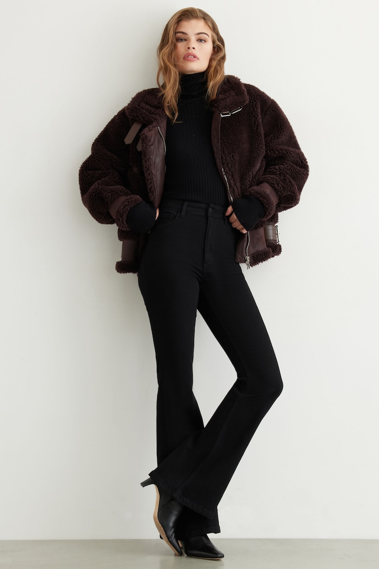 Sherpa Aviator Jacket Brown Stone large