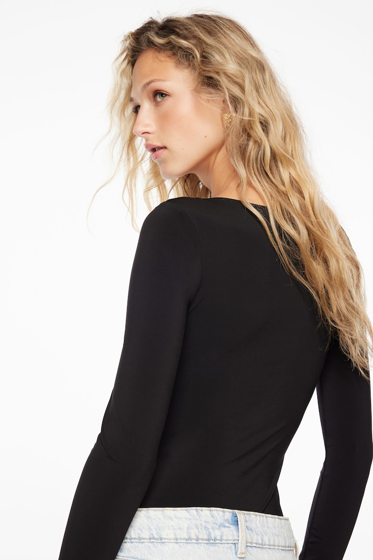 Maren Sculpt Square Neck Bodysuit Jet Black large