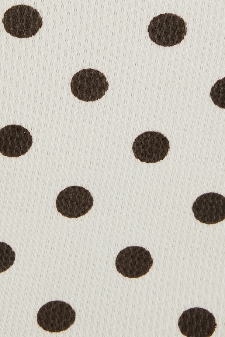 Mini Ribbed Shorts, White/Brown Dots, large