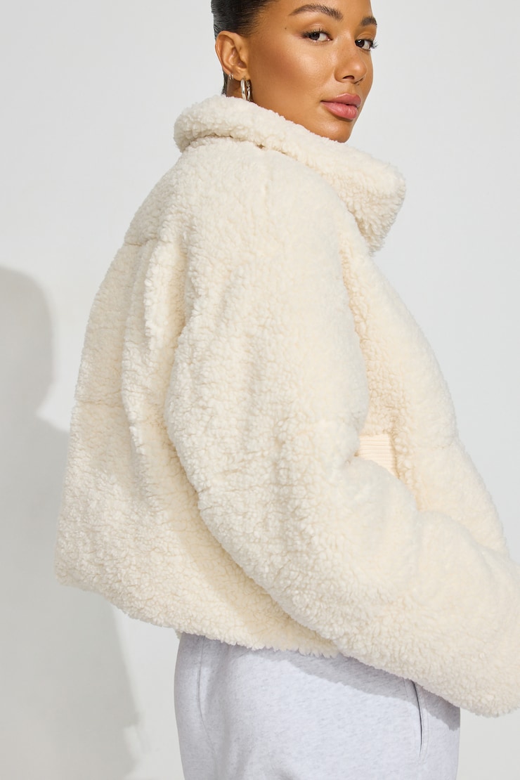 Sherpa Puffer Jacket, Light Beige, large