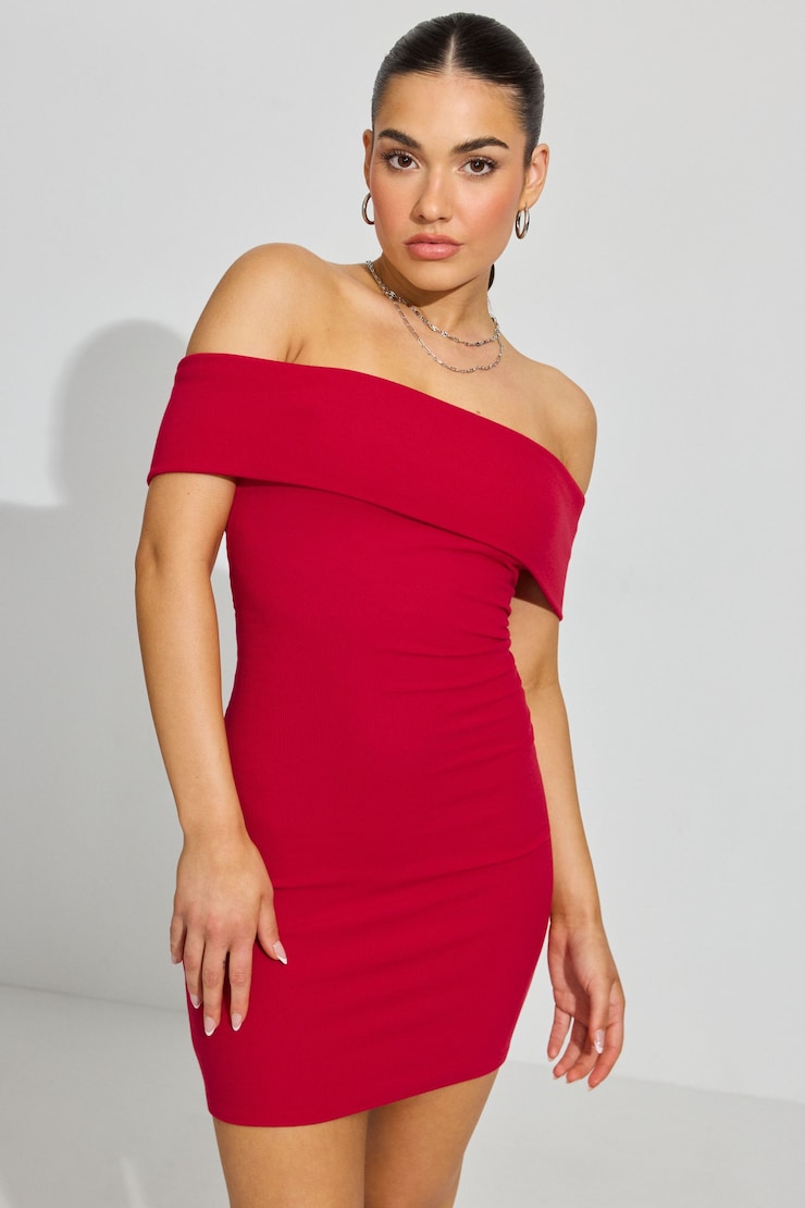 Off Shoulder Dress, Jester Red, large