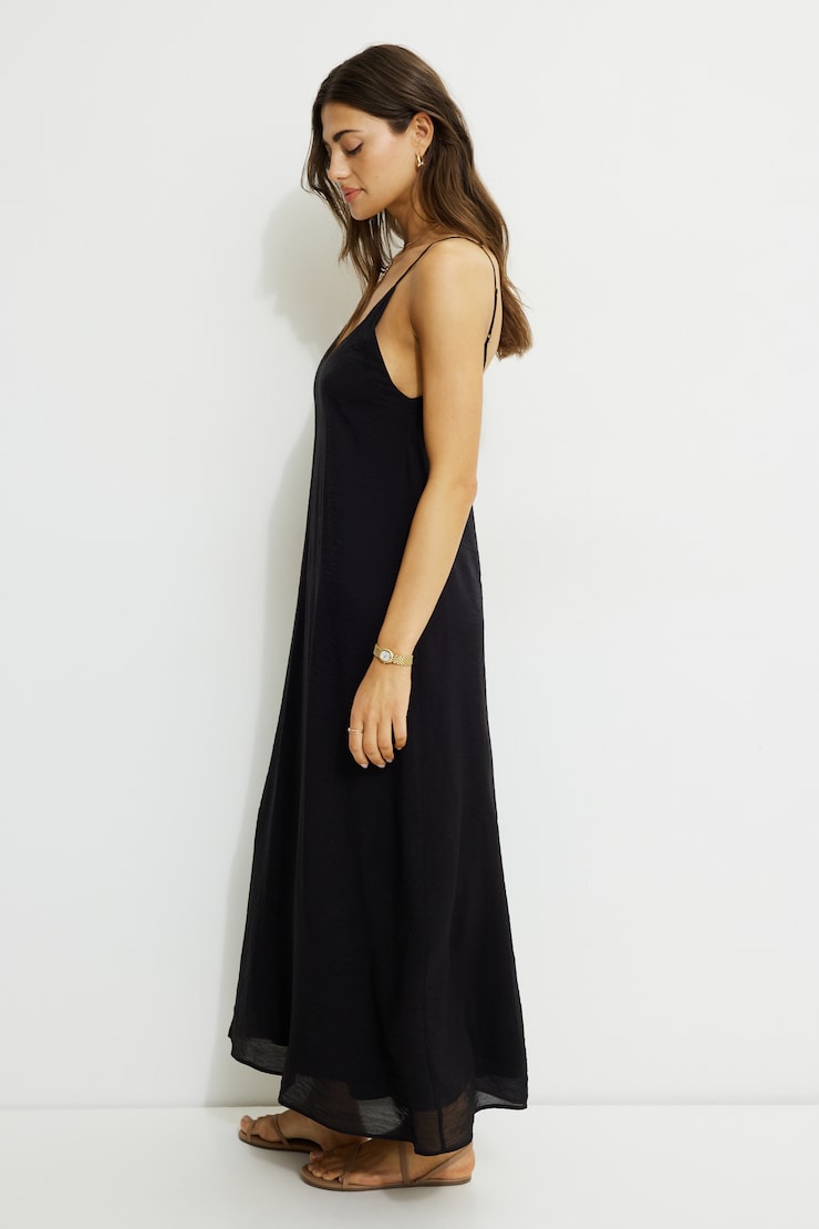 Robe nuisette maxi coupe en A Noir encre large