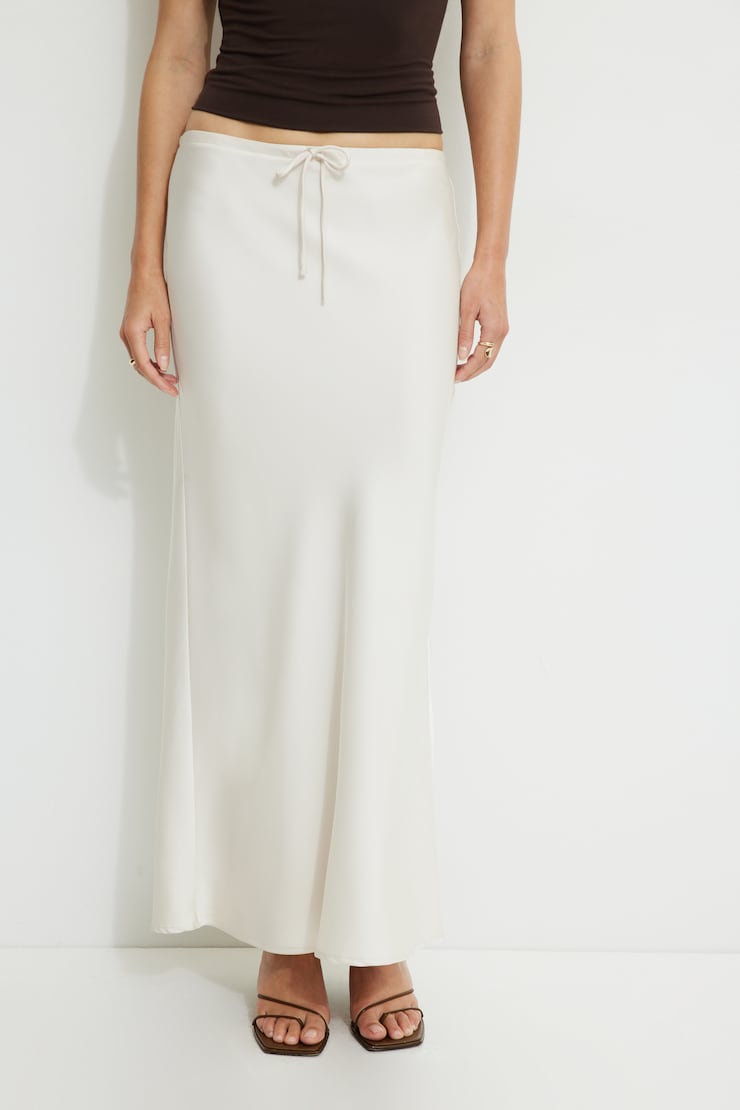 Cary Satin Slip Maxi Skirt Polished Pearl large