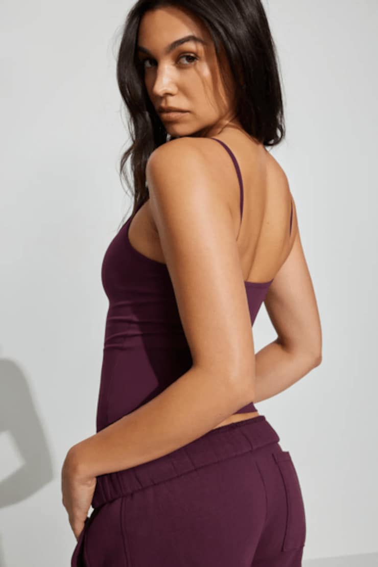 Sleek Scoop Cami Top, Fig Fantasy Maroon, large