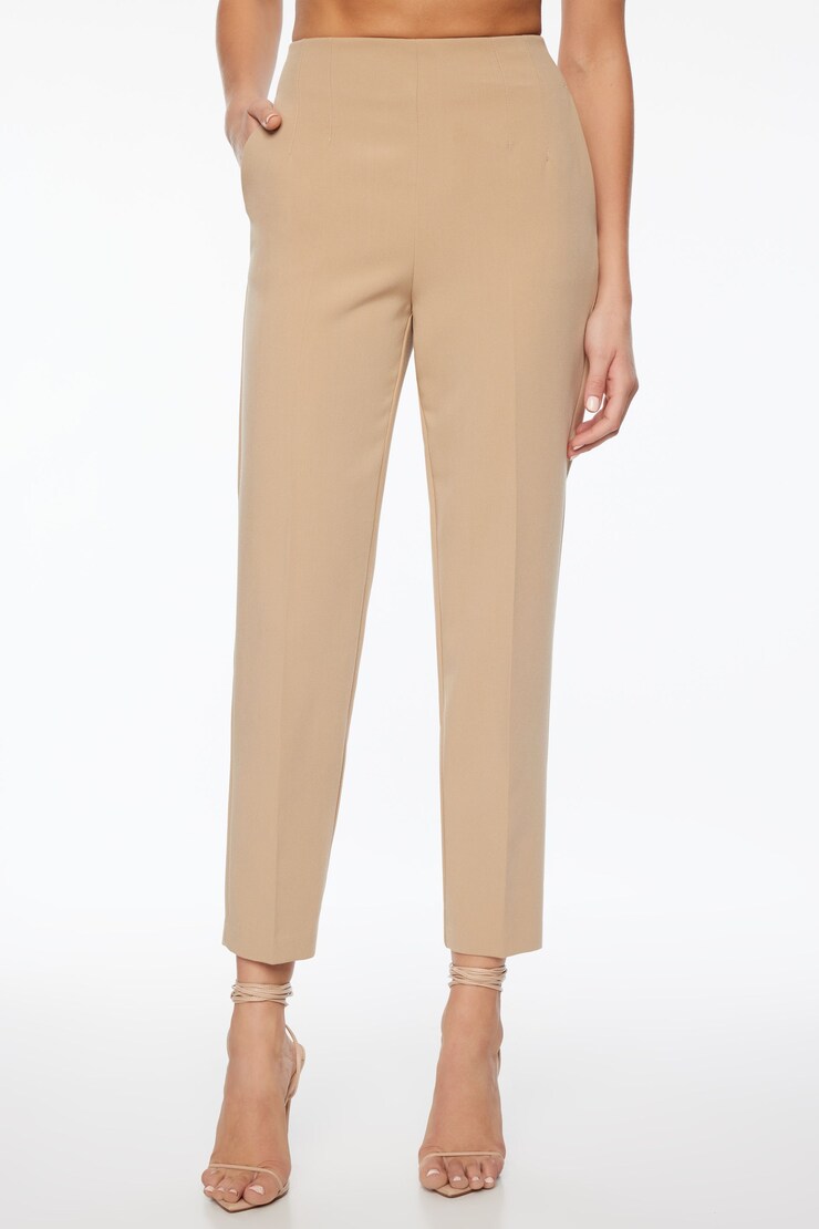 Kendall Side Zip Slim Pants  Almond Tan Brown  large