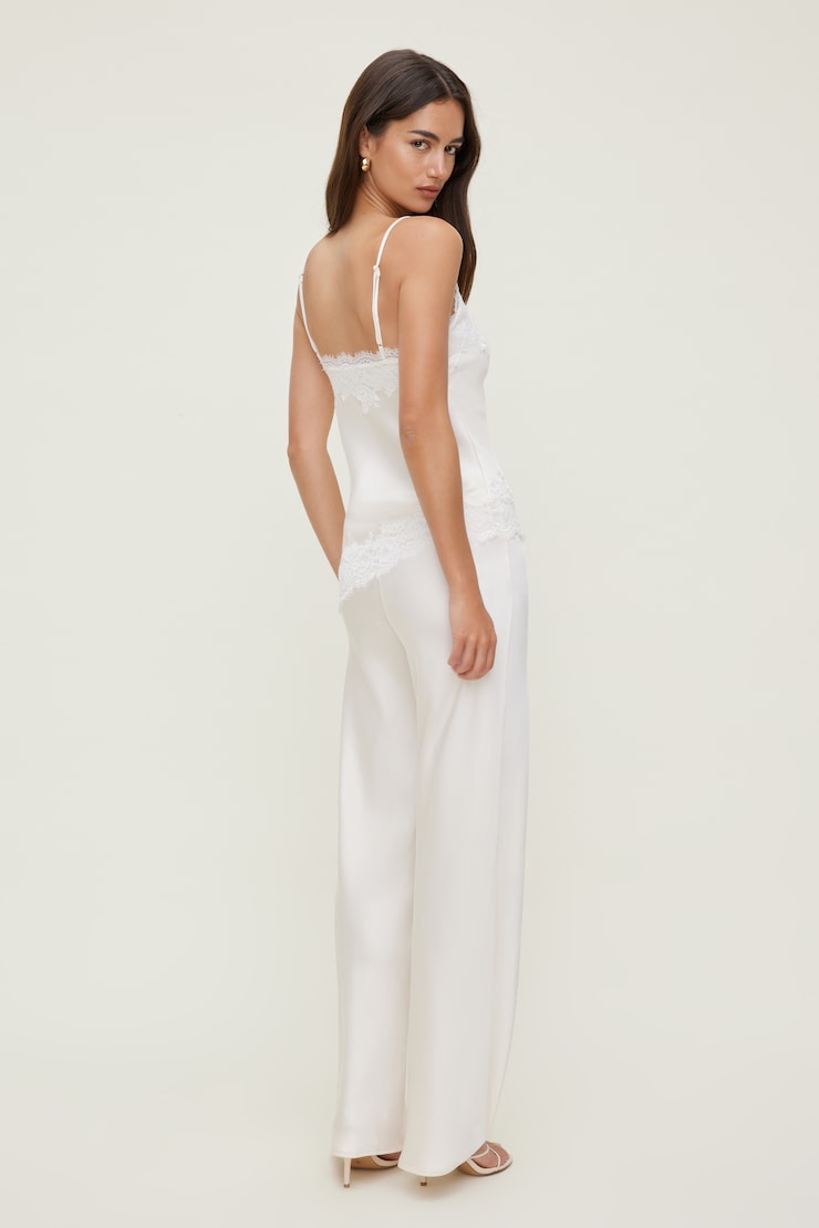 Cassie Asymmetric Lace Satin Cami