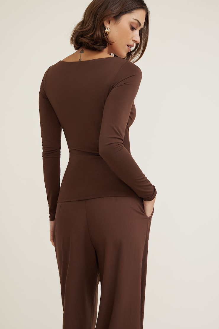 Nola Sculpt Long Sleeve Top Bitter Chocolate Burgundy large