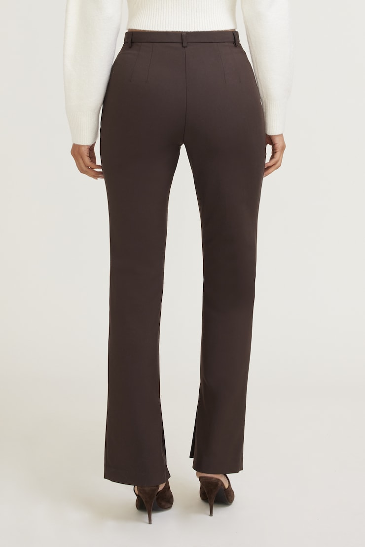 High Rise Slim Leg Pants Java Brown large