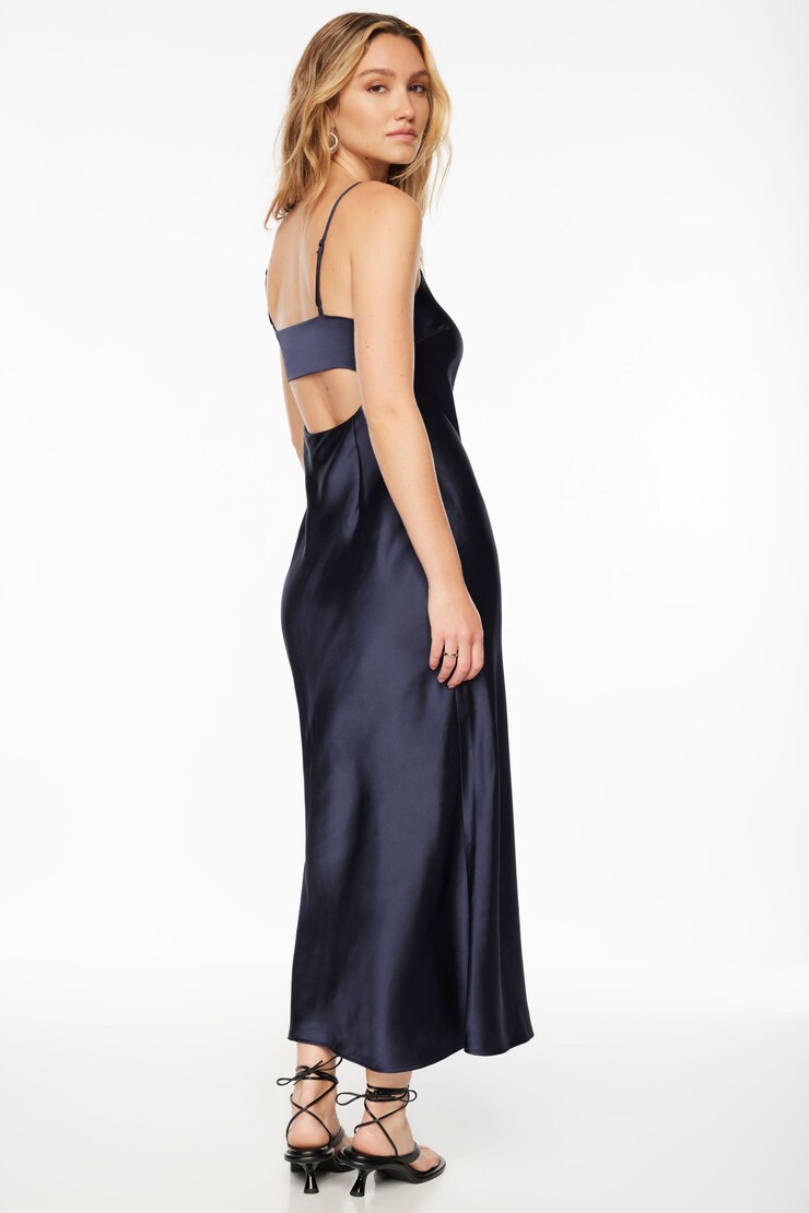 Open Back Satin Maxi Dress Evening Blue large