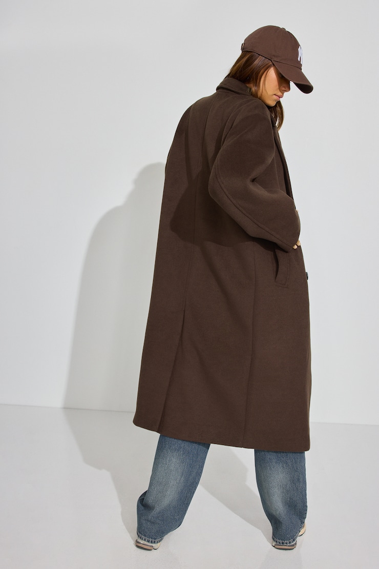ジャケット・アウター FEELS. OVERSIZED WOOL COAT BROWN Oversized Long Felted Trench Coat Brown | Garage