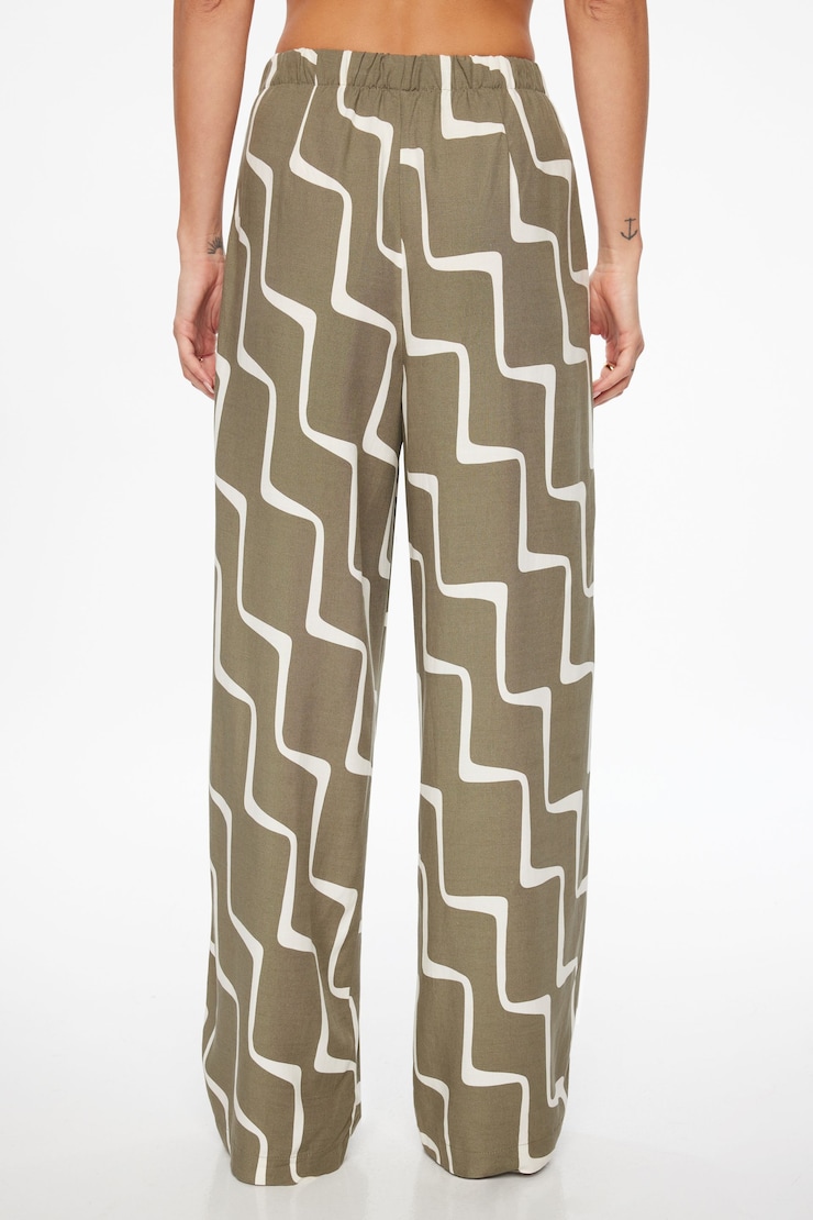 Flo Wide Leg Linen Pants Khaki Wave large