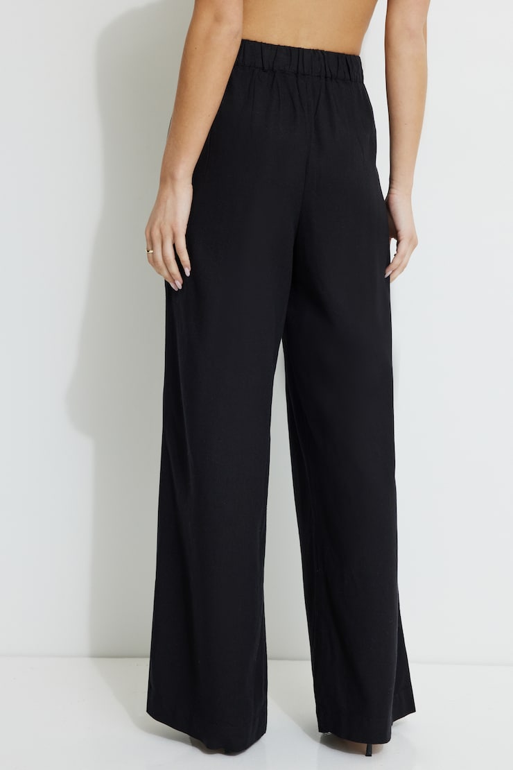 Pleated Linen Pants Jet Black large