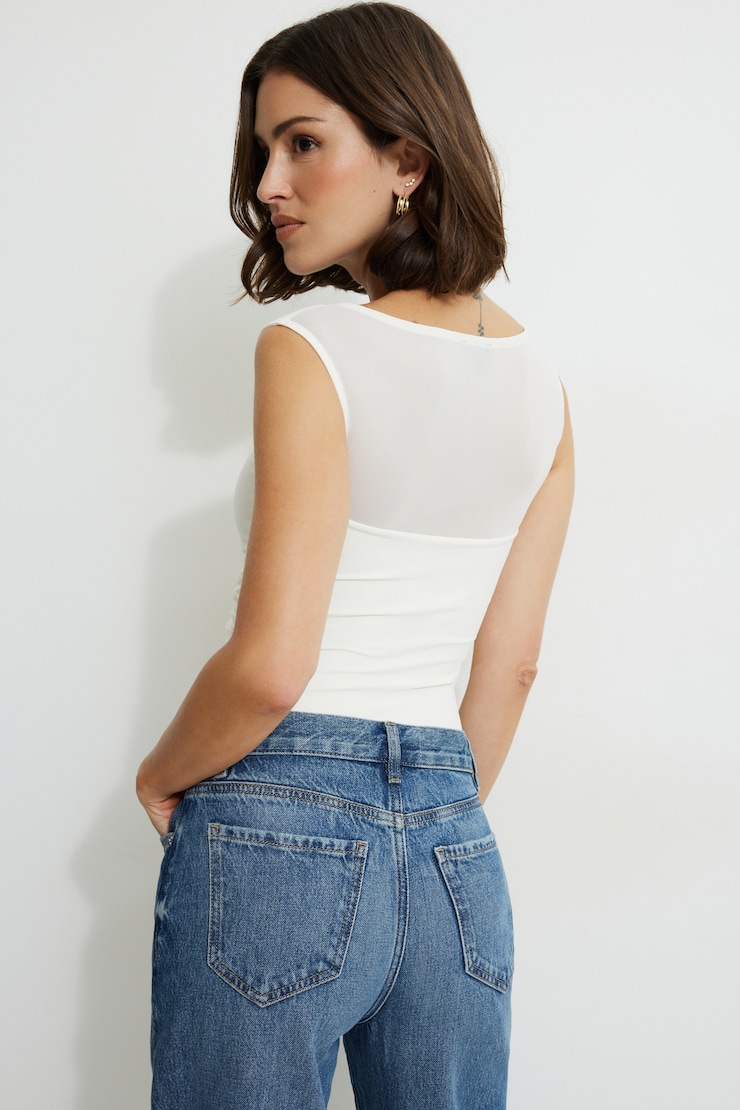 Justaucorps superposé en maille et tissu Sculpt