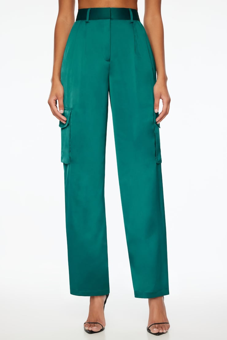 Izabel Satin Straight Leg Cargo Pants Shaded Spruce Green large
