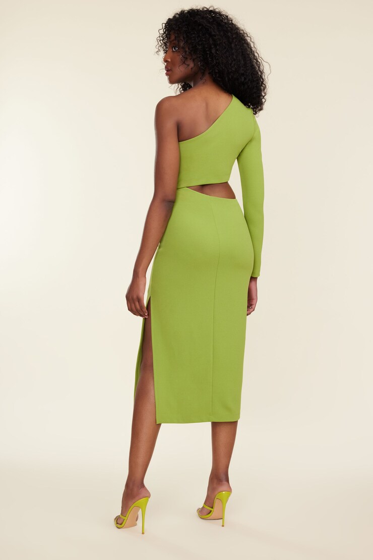 One Shoulder Cut Out Midi Dress  Peridot Green large