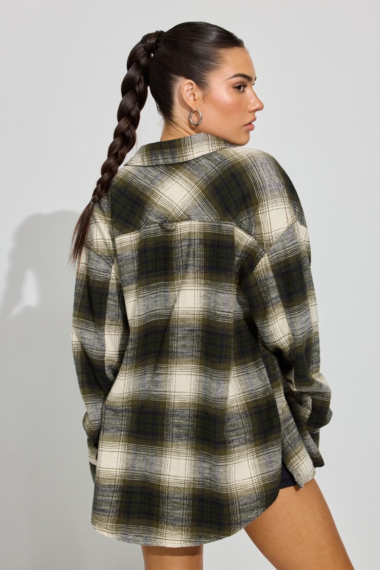 Noah Plaid Button-Up Shirt, Olive Night Green Plaid, large