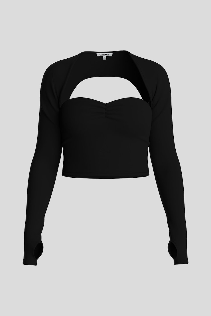 Long Sleeve Shrug Set, Jet Black, large