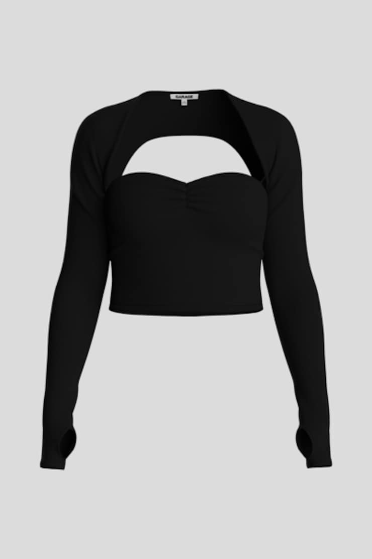 Long Sleeve Shrug Set, Jet Black, large