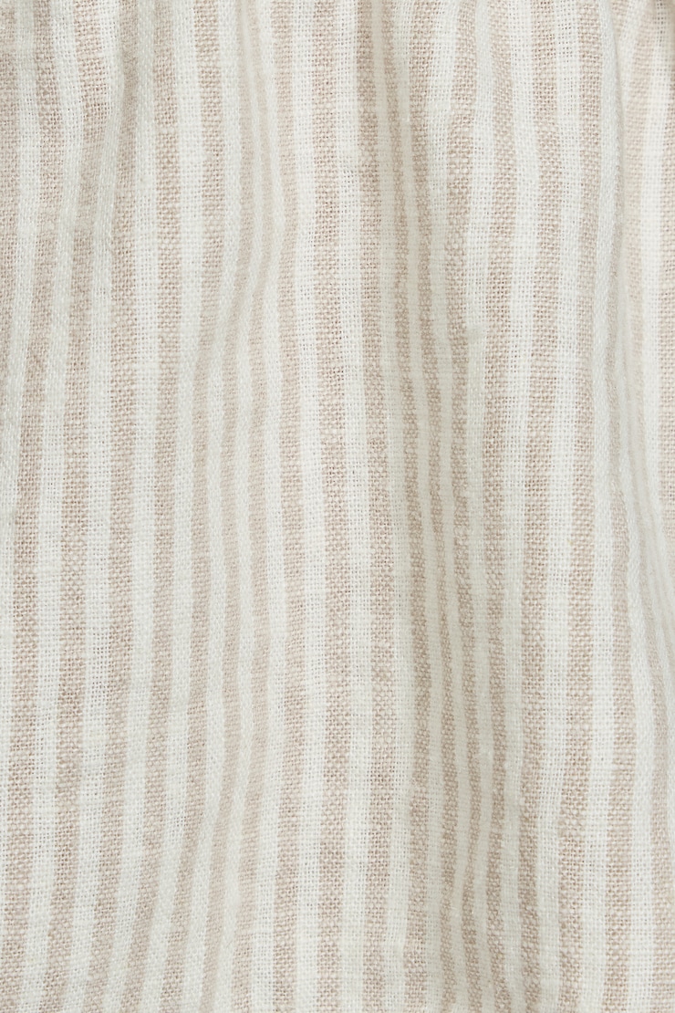 Linen Tie Back Halter Top, Beige/White Stripes, large
