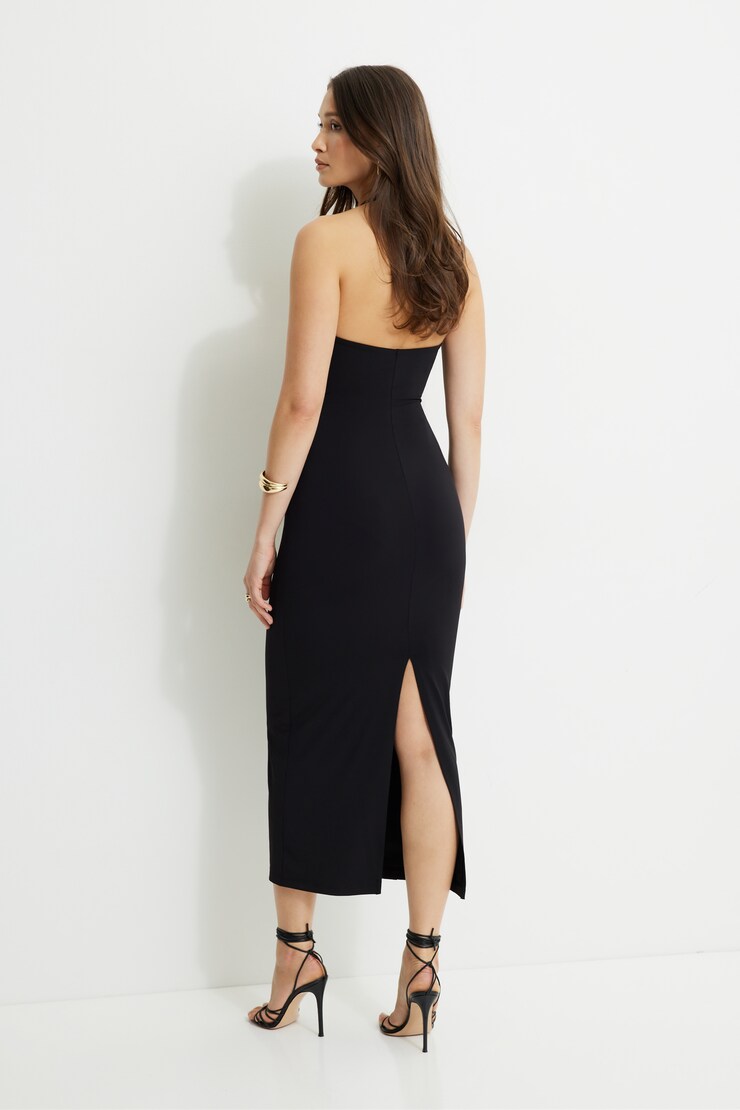 Sculpt Plunge Halter Maxi Dress Jet Black large