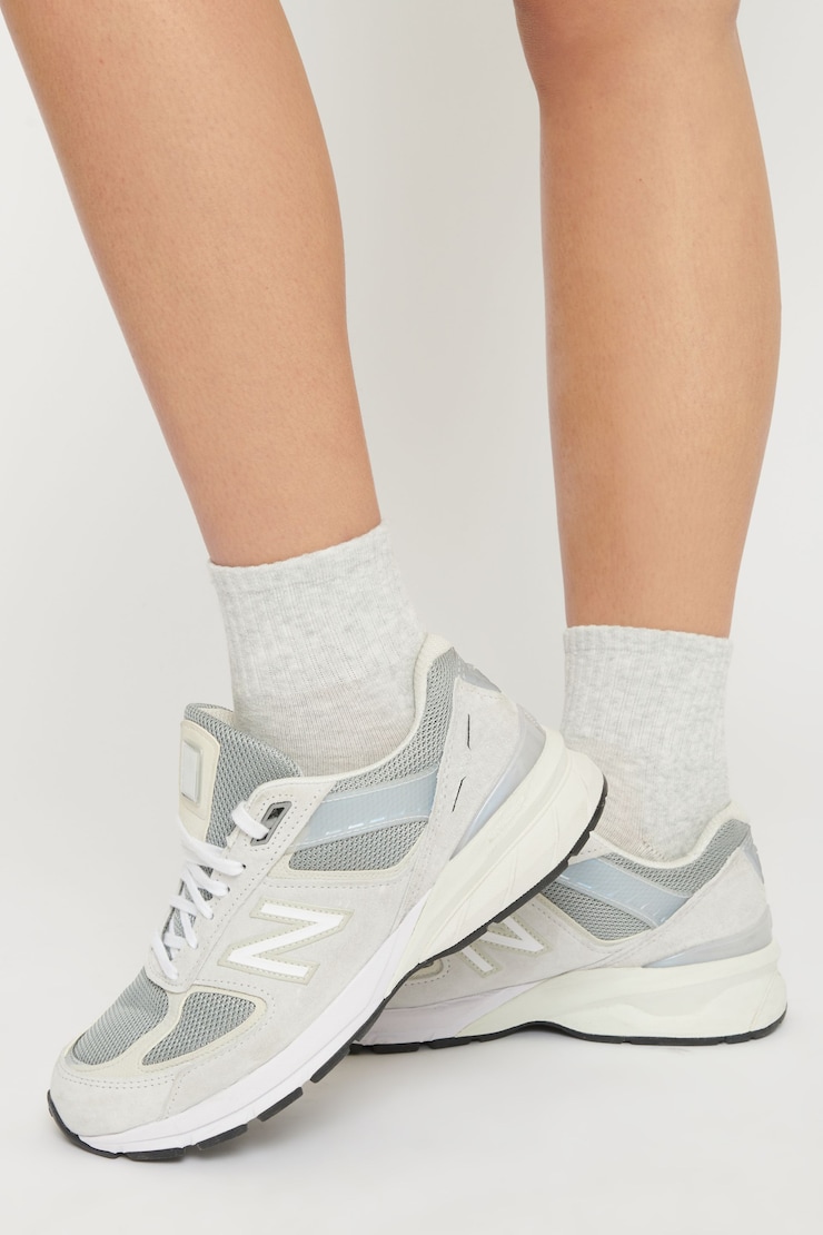 2-Pack 4" Ankle Socks White & Grey large