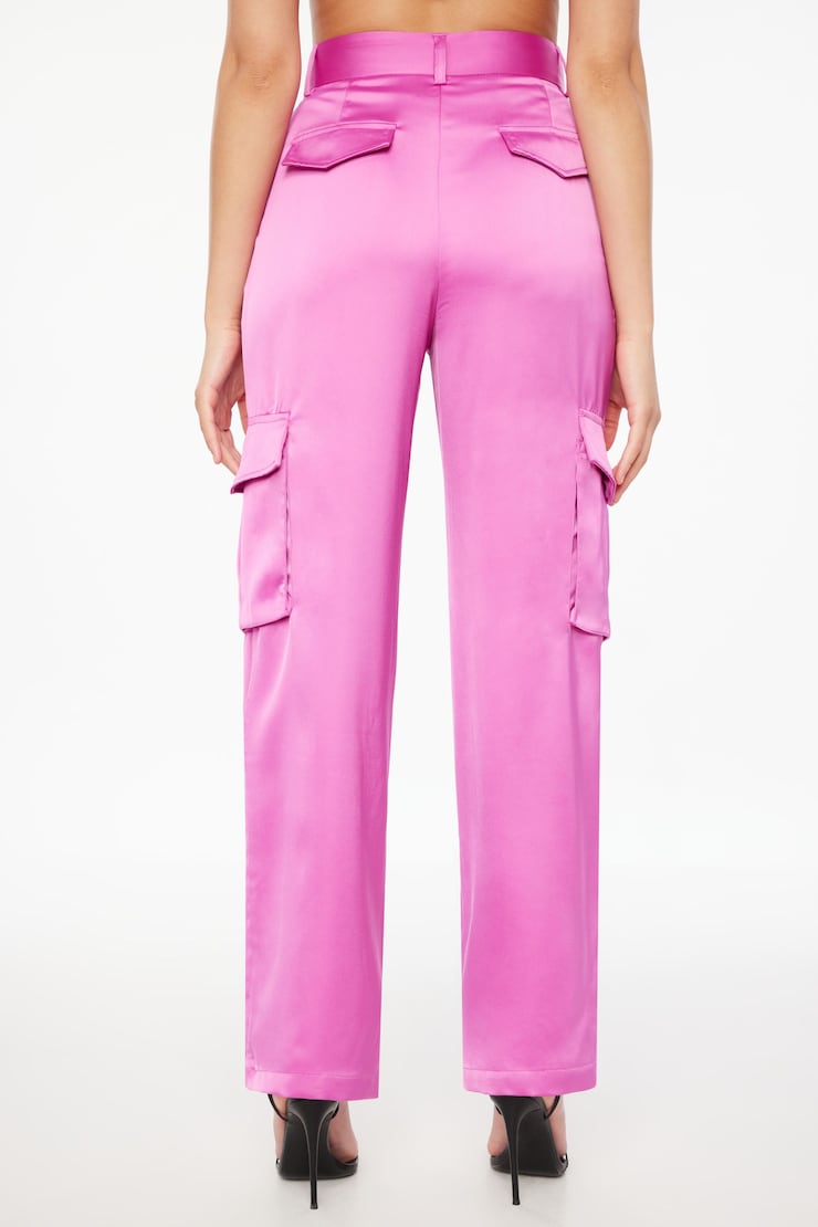 Izabel Satin Straight Leg Cargo Pants Meadow Mauve Purple large
