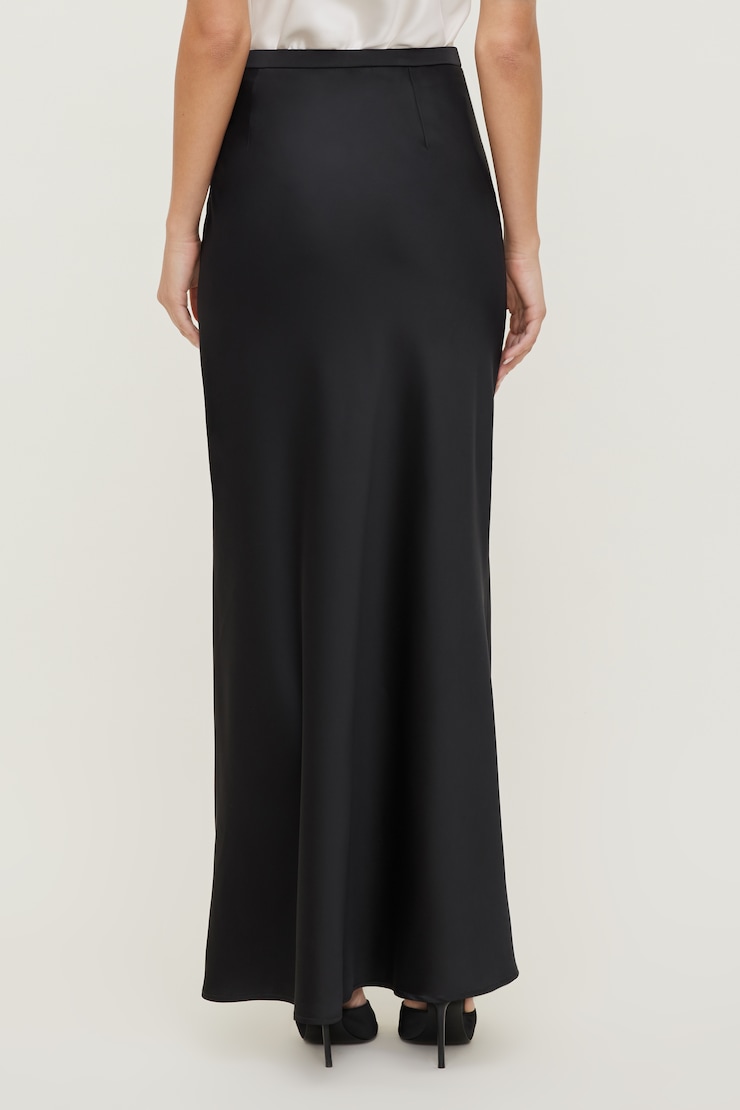 Satin Maxi Skirt Black | Dynamite