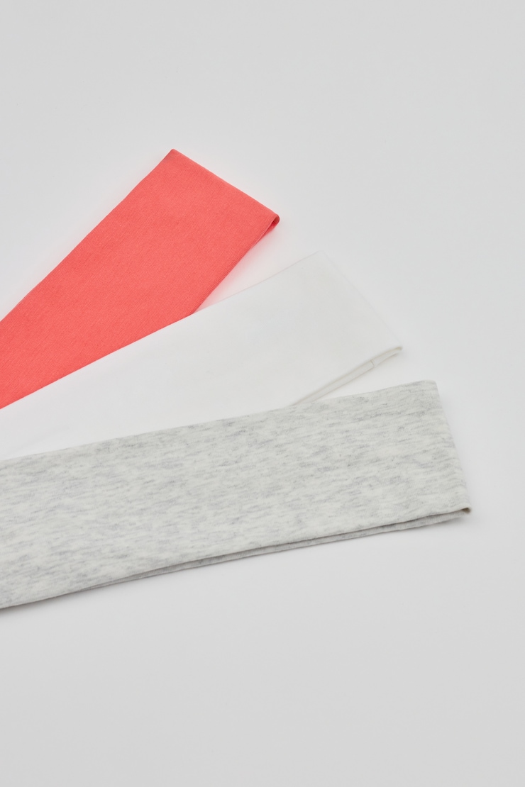 Set of 3 Stretchy Headbands, Cayenne Orange/Grey/White, large