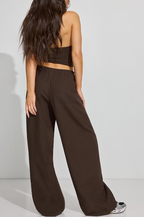 brown pull on dress pants Cross Stitch | Eid Collection