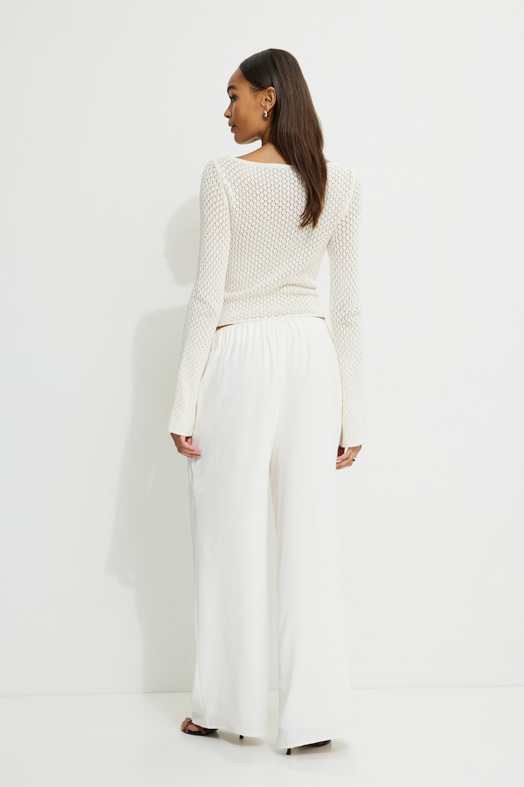 Wide Leg Pull On Pants Sea Salt Beige large