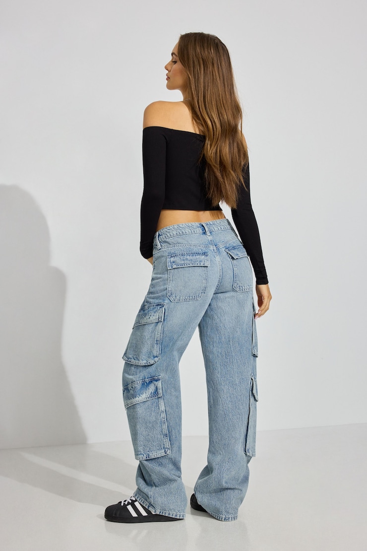 Baggy Cargo Jeans, West Blue, large