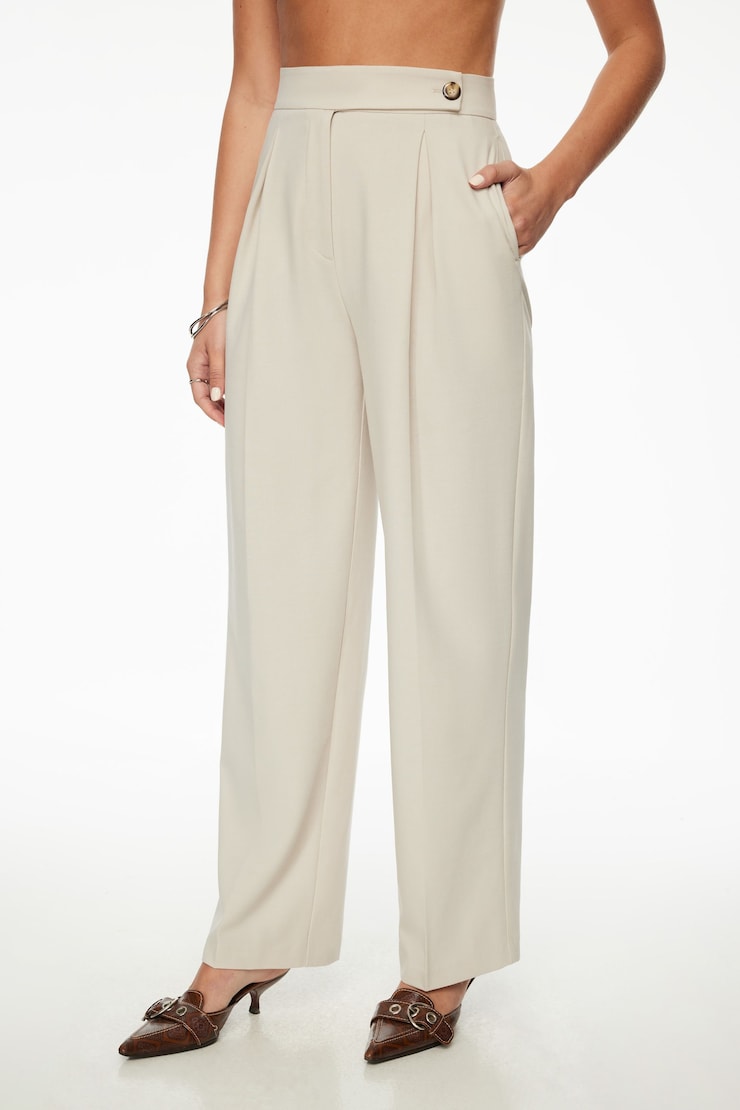 Pleated Wide Leg Pants Rainy Day Beige large