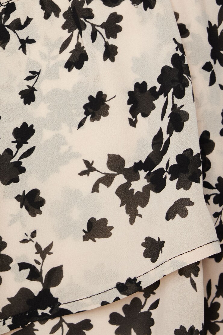 Tiered Mini Skirt Black & White Floral large