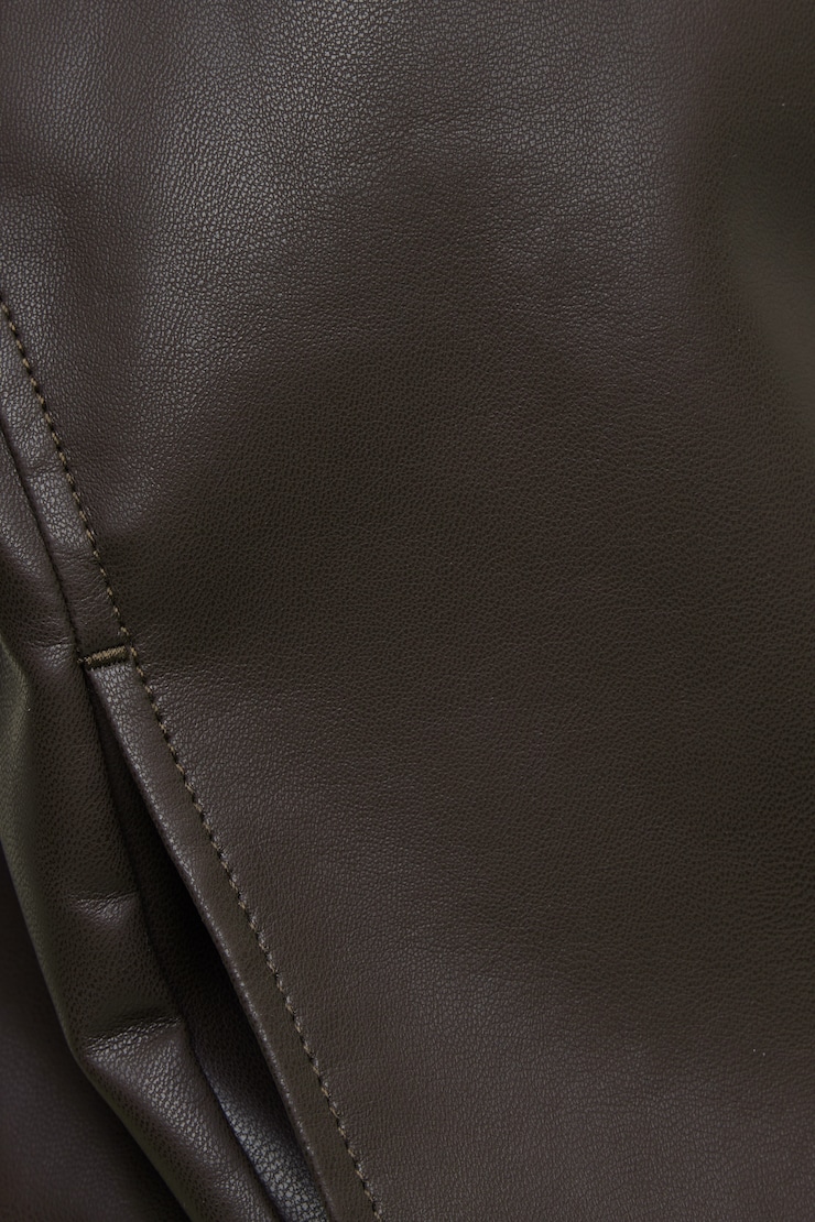 Oversized Faux Leather Bomber Jacket