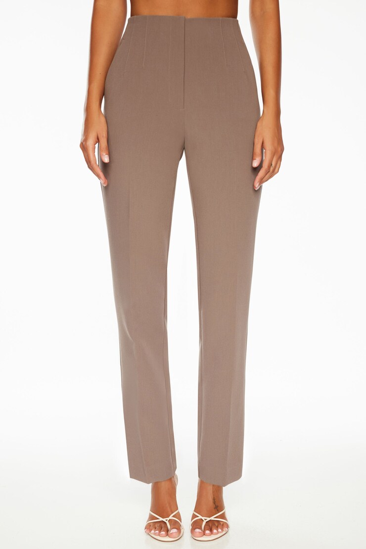 Pantalon étroit pleine longueur Lina Taupe profond large