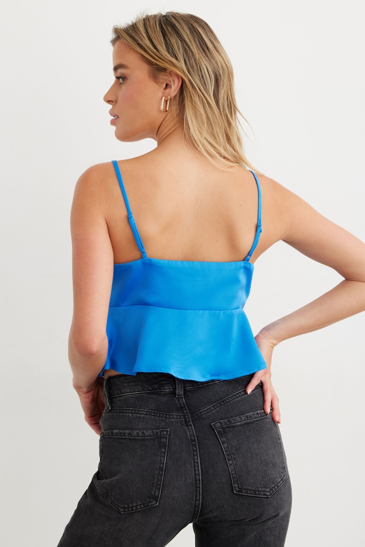 Camisole en satin Bleu nébuleux large