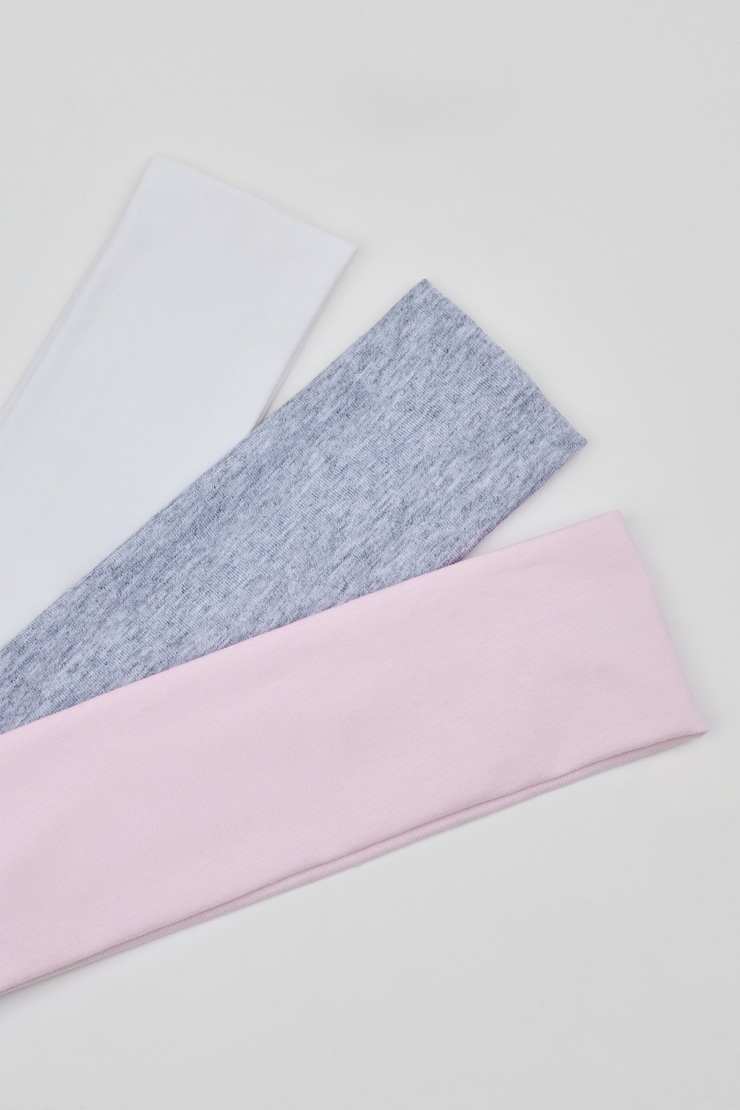 Set of 3 Stretchy Headbands, Light Pink/Spring Grey Mix/White, large