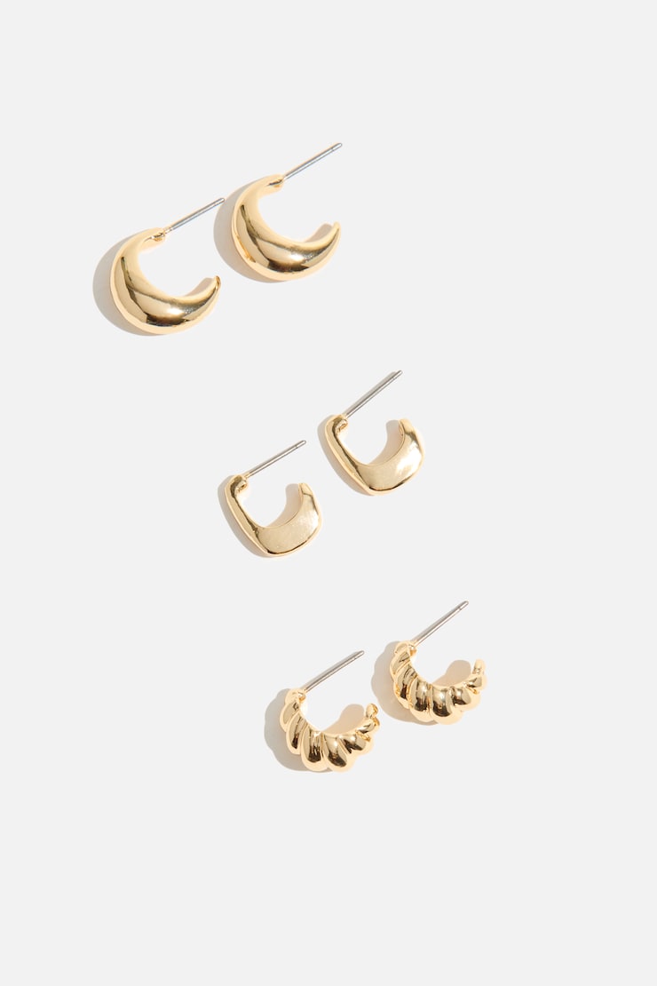 3-Pack Huggie Hoop Earrings Gold large