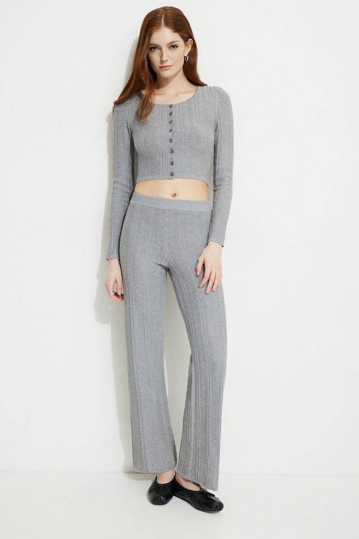 Cable Knit Cardigan Light Grey Melange large