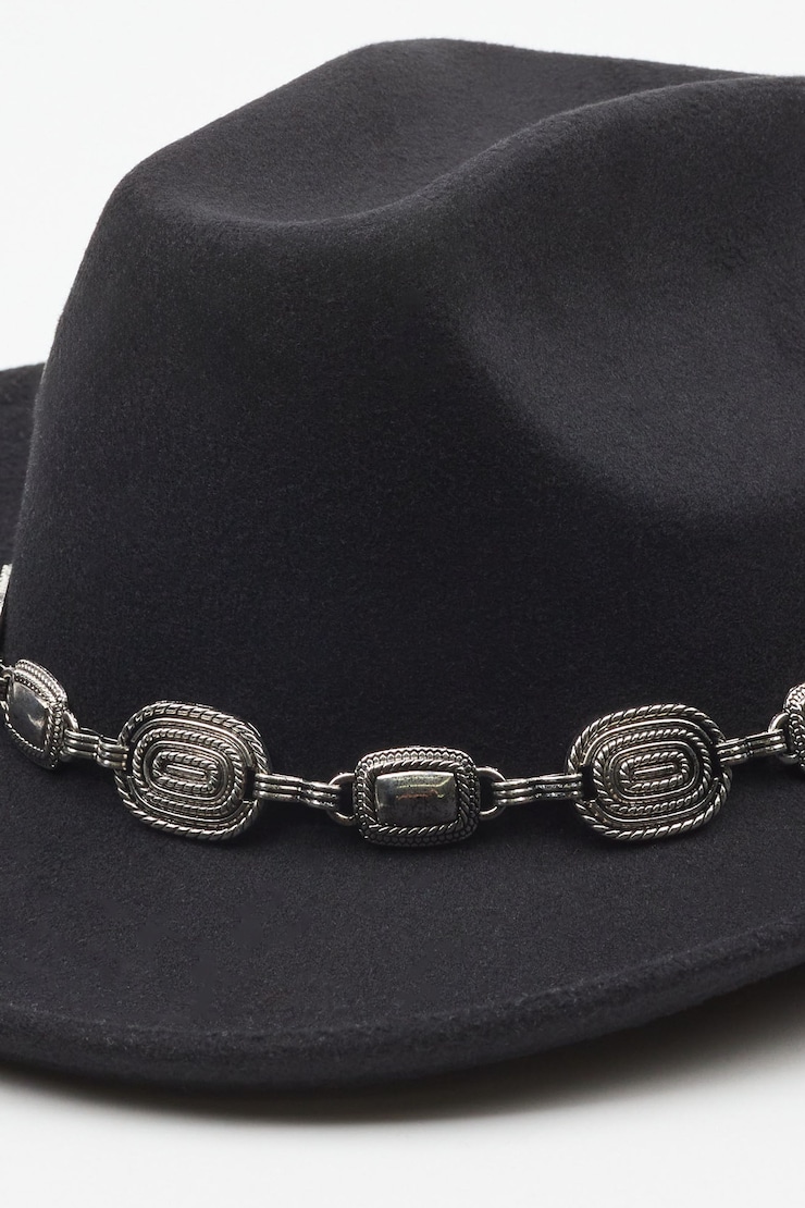 Felt Cowboy Hat , Black/Silver, large