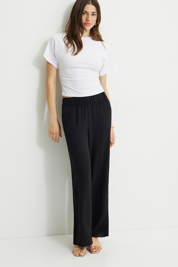 Wide Leg Pull On Pants