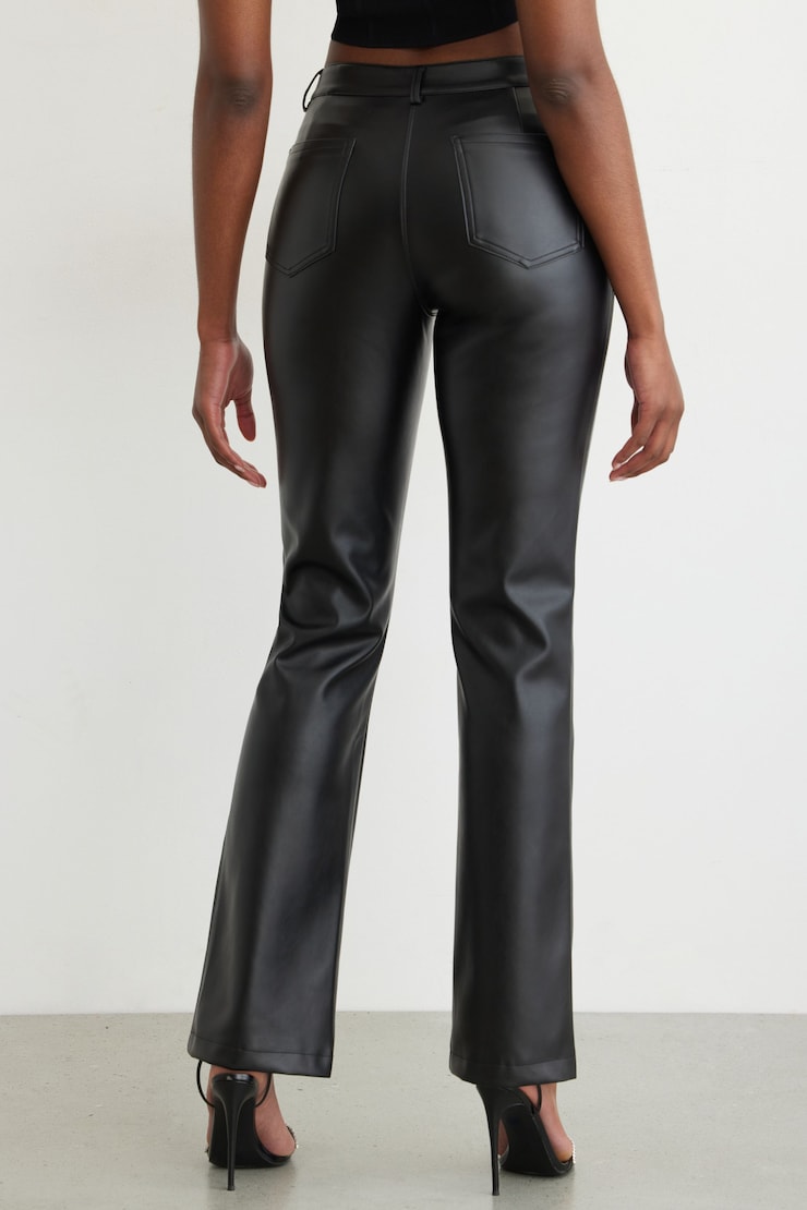 Helena Demi Boot Cut Faux Leather Pants Jet Black large